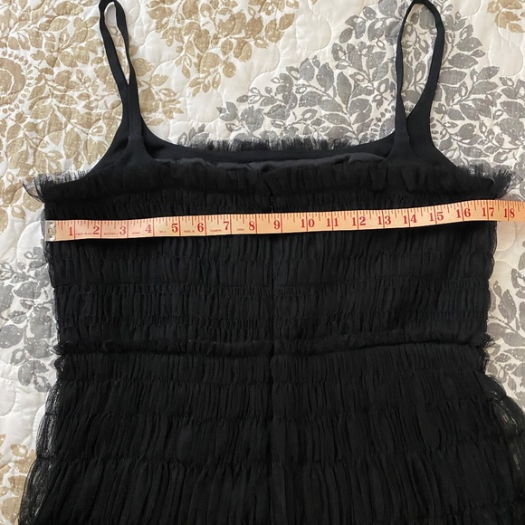 COPY - NWOT Rebecca Taylor Black Sleeveless Smocked Ruched tulle dress - Picture 7 of 13